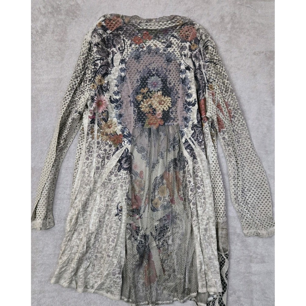 Kamana Womens XL Kimono Open Cardigan Long Floral Lightweight Browns Boho Mature - Picture 2 of 9